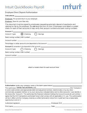 employee direct deposit authorization form intuit edit online dd form 2875