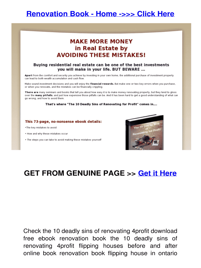 Fillable Online Renovation Book Home Click Here Fax Email Print
