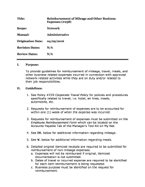 template for mileage reimbursement
