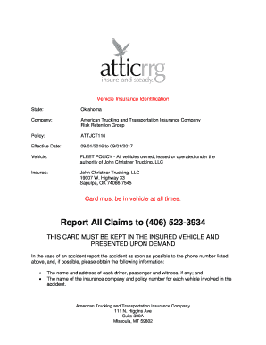 Fillable Online Vehicle Insurance Identification Fax Email Print ...