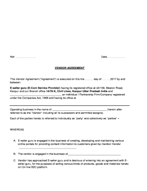This Vendor Agreement (Agreement) is executed on this the