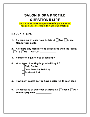 Fillable Online SALON &amp; SPA PROFILE Fax Email Print - pdfFiller