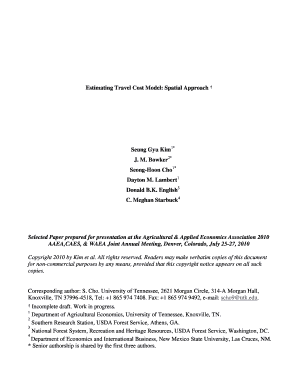 fillable online estimating travel cost model spatial approach fax