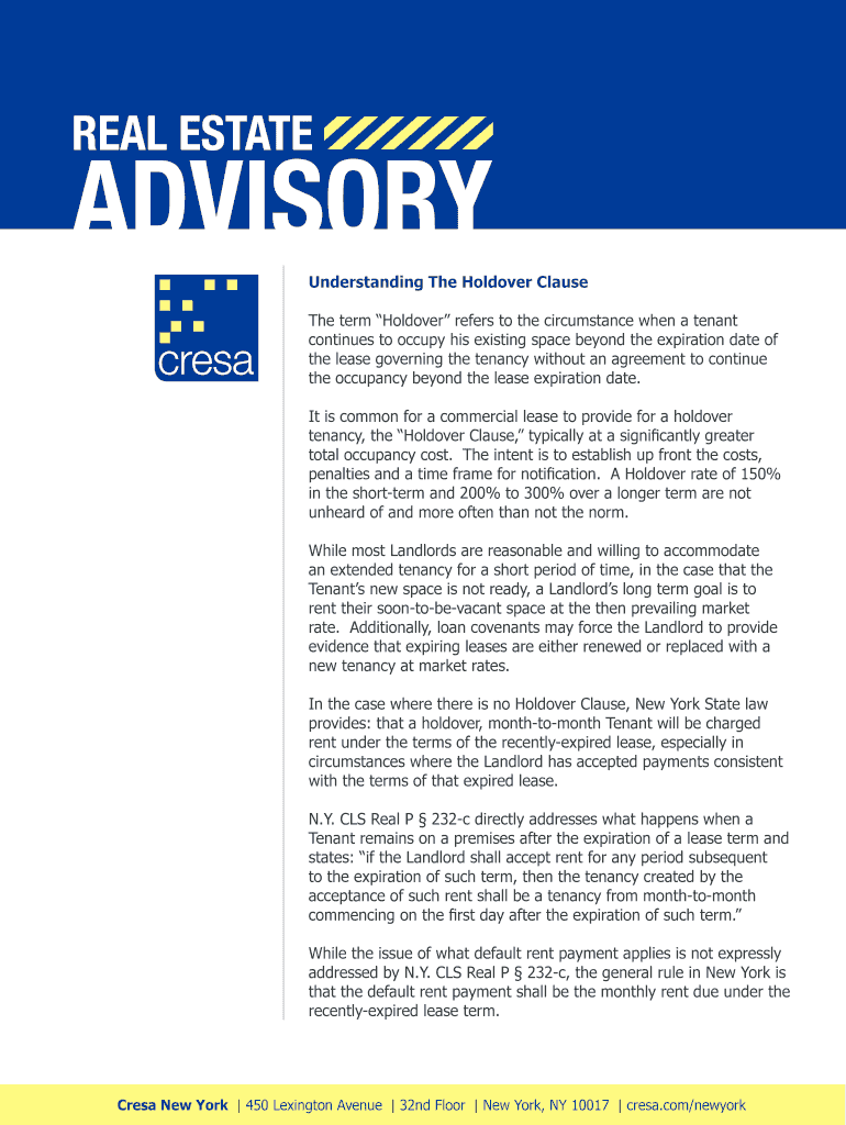 Fillable Online Understanding The Holdover Clause Fax Email Print