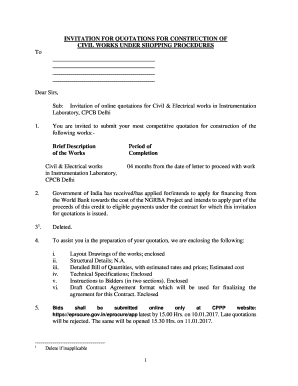 Sub: Invitation of online quotations for Civil & Electrical works in Instrumentation