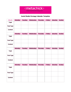 Social Media Strategy Calendar Template