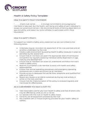 Health & Safety Policy Template