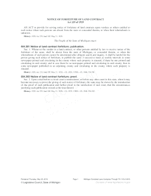 Fillable Online NOTICE OF FORFEITURE OF LAND CONTRACT Fax Email Print ...