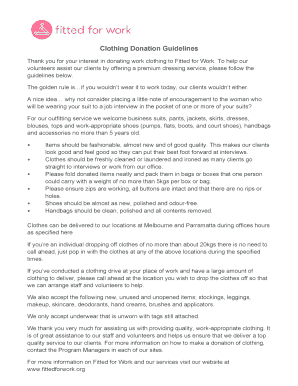 Fillable Online Clothing Donation Guidelines Fax Email Print - pdfFiller
