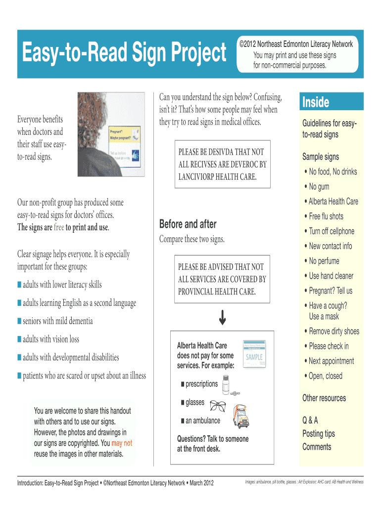 Fillable Online Easy-to-Read Sign Project Fax Email Print - pdfFiller