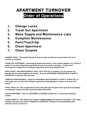Apartment Maintenance Checklist Forms Editable Fillable Apartment Maintenance Checklist Forms