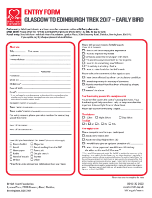 GLASGOW TO EDINBURGH TREK 2017 EARLY BIRD