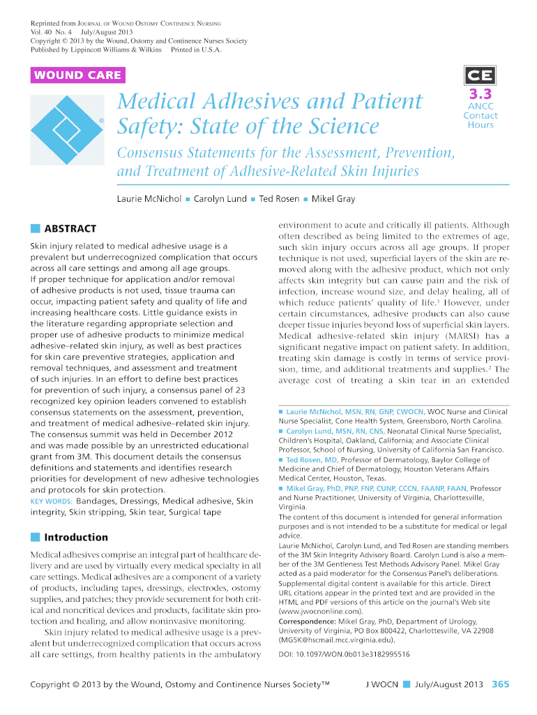 Fillable Online Reprinted from Journal of Wound Ostomy Continence
