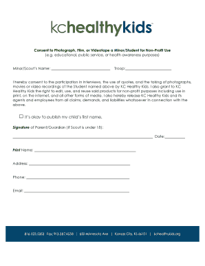 Consent to Photograph, Film, or Videotape a Minor/Student for Non-Profit Use