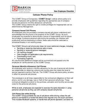 The CCMET Group of Companies (CCMET Group) cellular phone policy is to