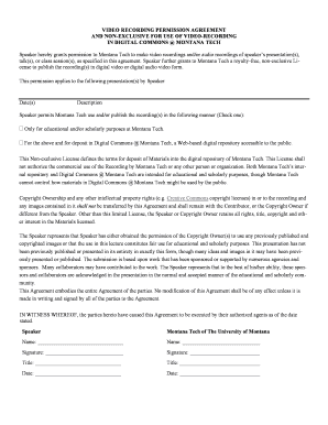 Video recording permission agreement