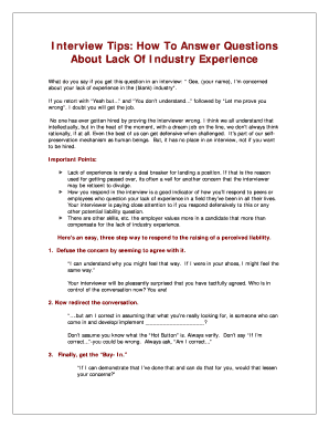 Fillable Online Interview Tips: How To Answer Questions Fax Email Print ...