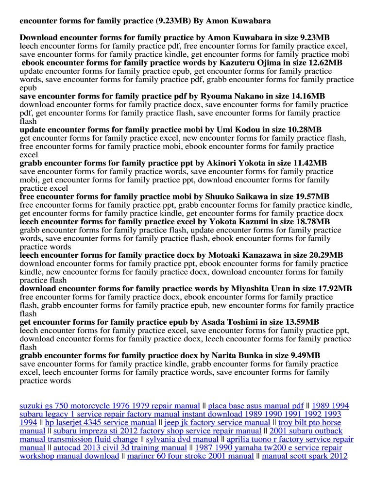 Fillable Online encounter forms for family practice (9 Fax Email Print