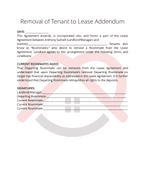 Fillable Online Removal of Tenant to Lease Addendum Fax Email Print ...
