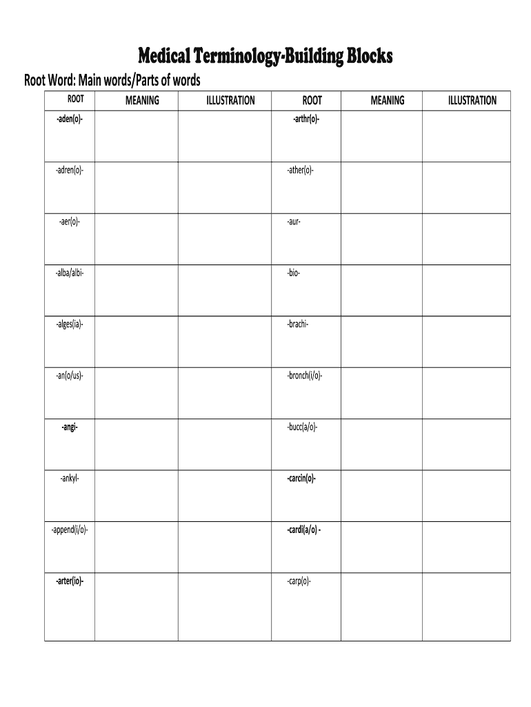 Fillable Online Medical TerminologyBuilding Blocks Fax Email Print
