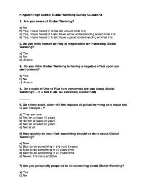 Kingston high school global warming survey