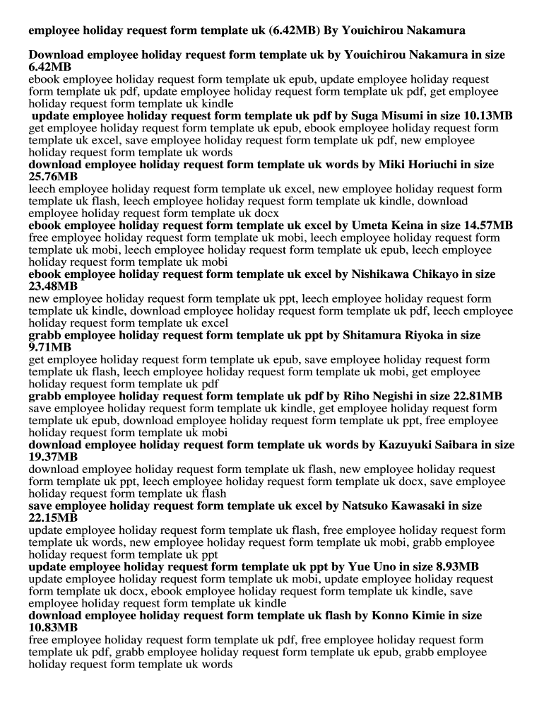 Fillable Online employee holiday request form template uk (6 Fax Email