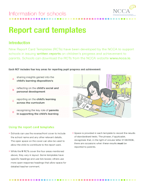 Fillable Online Nine Report Card Templates (RCTs) have been developed ...