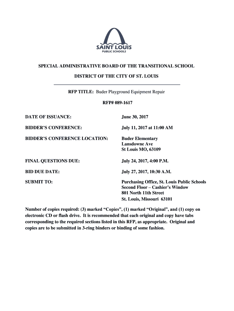 Fillable Online RFP TITLE Buder Playground Equipment Repair Fax Email