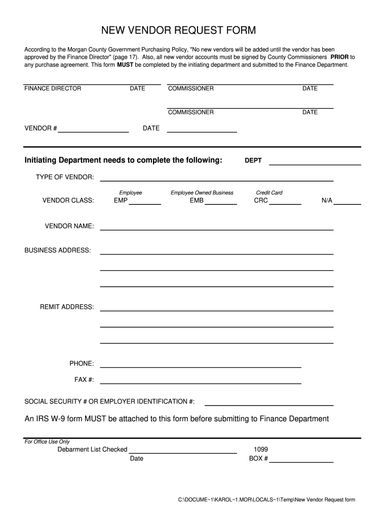 New Vendor Setup Form Template Word Fill And Sign Printable Template 