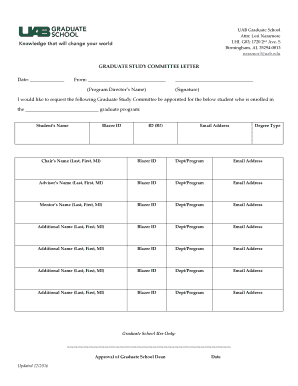 Graduate Study Committee Letter