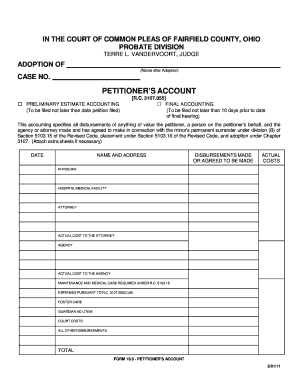 Ohio Petitioner’s Account Form 18.9