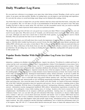 Fillable Online Download and Read Daily Weather Log Form Fax Email ...