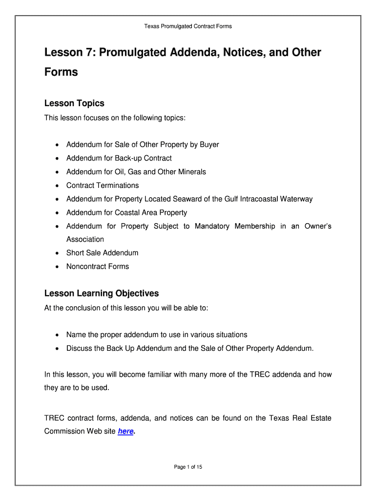 Fillable Online Texas Promulgated Contract Forms Fax Email Print