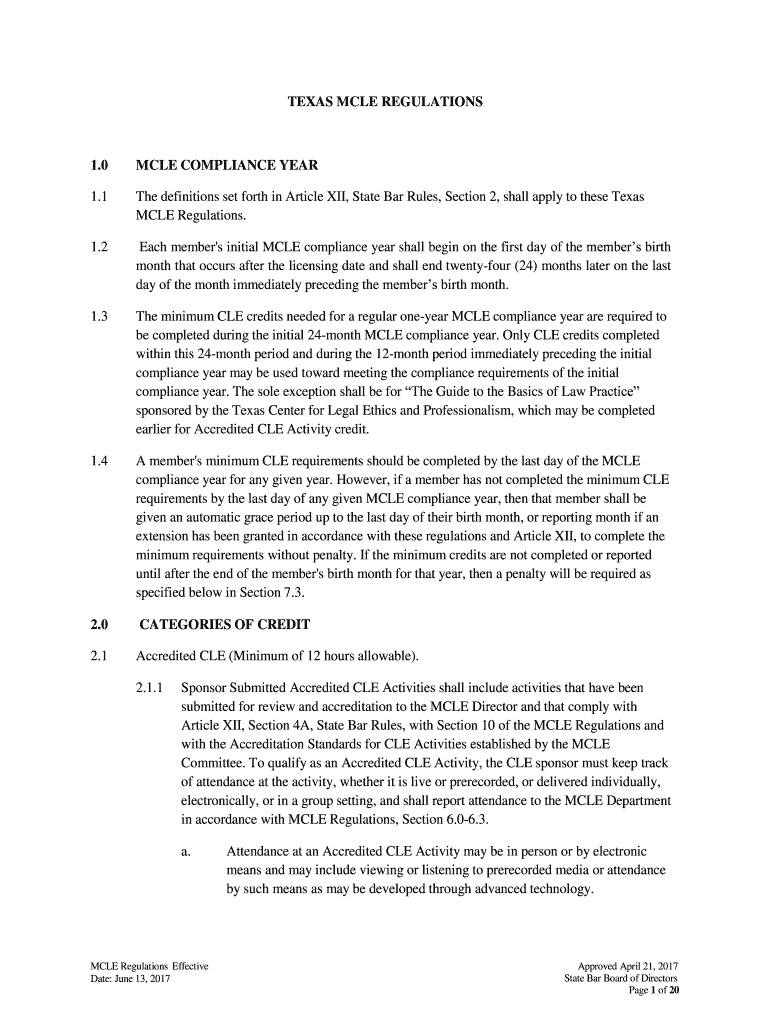 Fillable Online TEXAS MCLE REGULATIONS Fax Email Print pdfFiller Fillable Online TEXAS MCLE REGULATIONS Fax Email Print pdfFiller