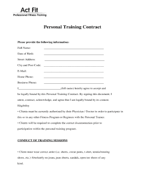 Fillable Online Personal Training Contract Fax Email Print - pdfFiller
