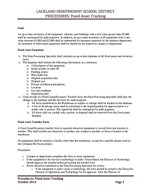 PROCEDURES: Fixed Asset Tracking