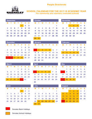 Fillable Online SCHOOL CALENDAR FOR THE 2017/18 ACADEMIC YEAR Fax Email ...