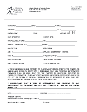 Alberta Orthotic & Prosthetic Centre Consent Form