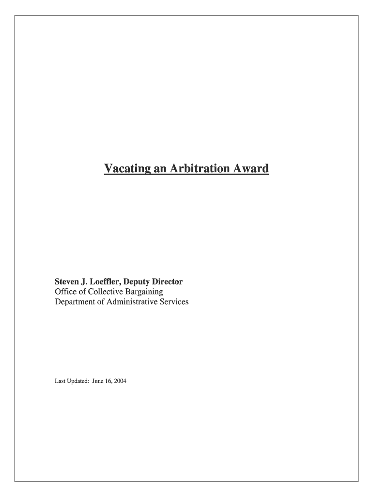 Fillable Online Vacating an Arbitration Award Fax Email Print pdfFiller