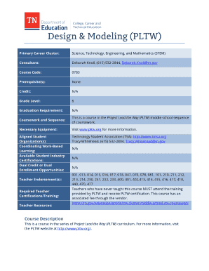 Fillable Online Design &amp; Modeling (PLTW) Fax Email Print - pdfFiller
