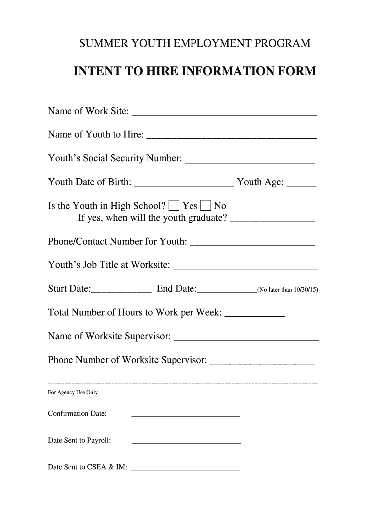 intent to hire form Preview on Page 1
