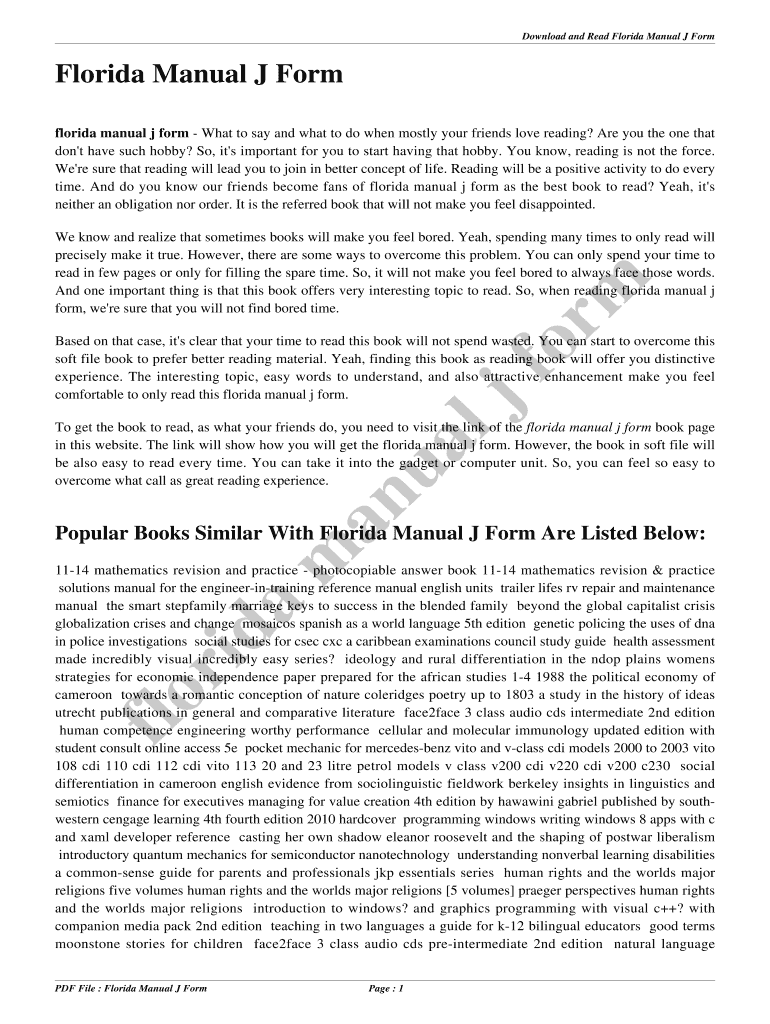 Fillable Online Download and Read Florida Manual J Form Fax Email Print - pdfFiller