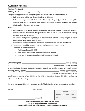 Proxy vote form