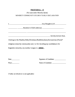 Minority Community Student’s Self Declaration