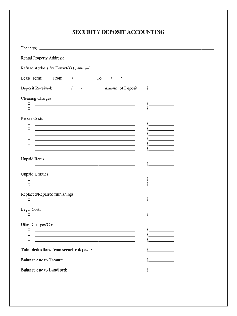Fillable Online SECURITY DEPOSIT ACCOUNTING Fax Email Print pdfFiller
