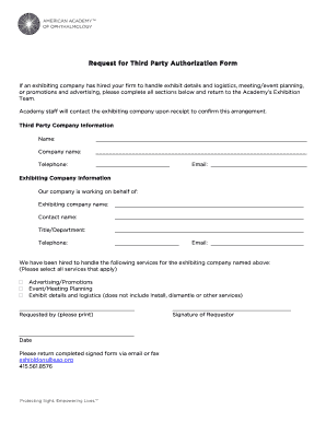 Request for Third Party Authorization Form