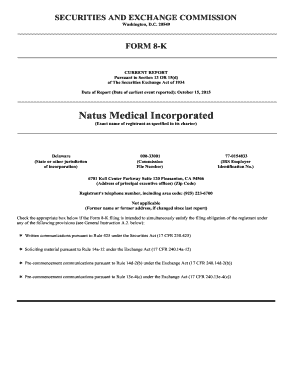 Date of Report (Date of earliest event reported): October 15, 2015
