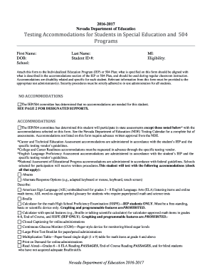 Special Education Accommodations >> Fillable Online Testing Accommodations For Students In Special Education Accommodations >> Fillable Online Testing Accommodations For Students In
