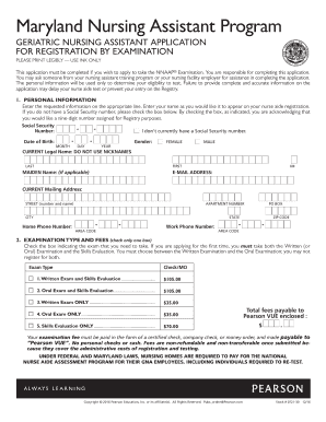 Fillable Online Maryland Nursing Assistant Program Fax Email - 