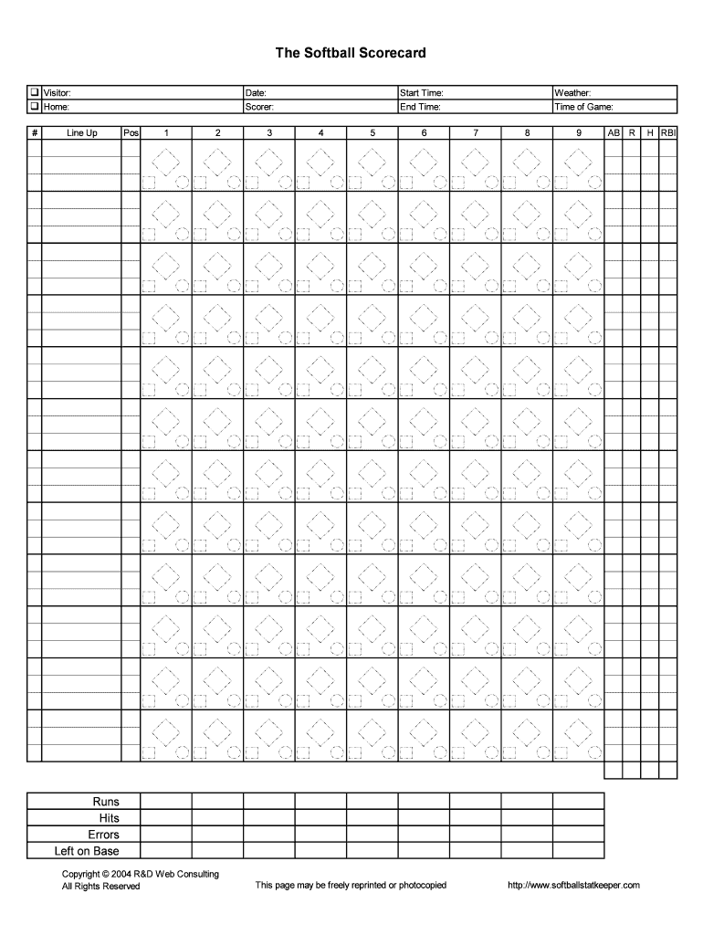 Fillable Online The Softball Scorecard Fax Email Print - pdfFiller